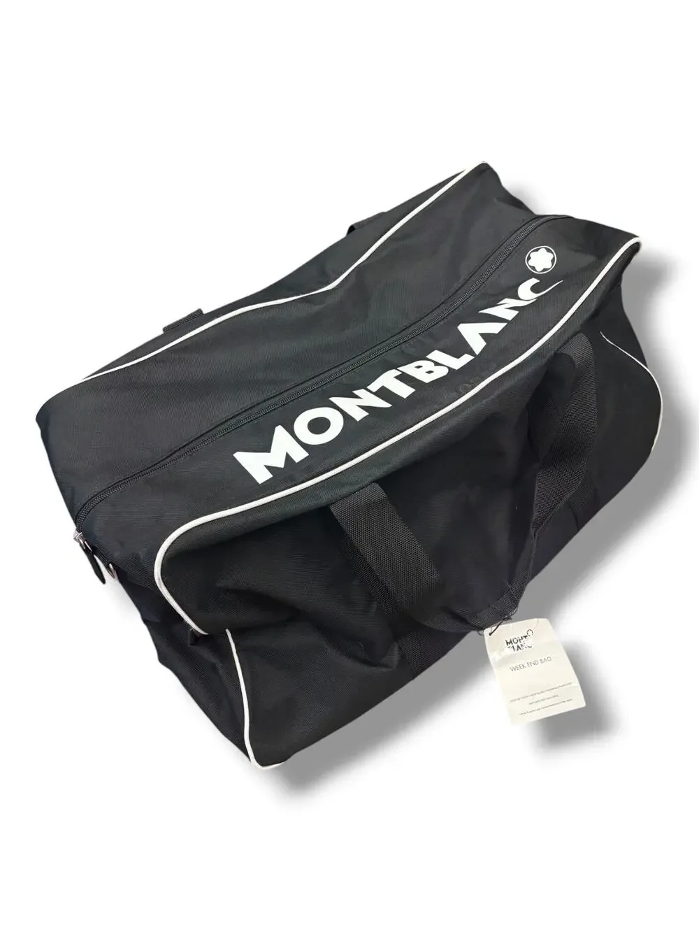Montblanc Duffel Weekend Bag Black White Travel Gym Parfum Large NEW NWT